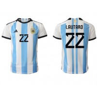 Koszulka piłkarska Argentyna Lautaro Martinez #22 Strój Domowy MŚ 2022 tanio Krótki Rękaw